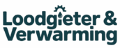 Logo van Loodgieter & Verwarming met een waterdruppel en een vlam, symbool voor water en warmte.